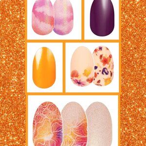 Tangerine & Gold Metallic: (x5 Sets) Shimmery Gold & Metallic Nail Polish Strips